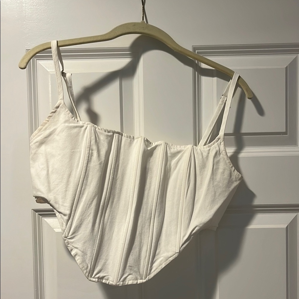 White Strapless Top